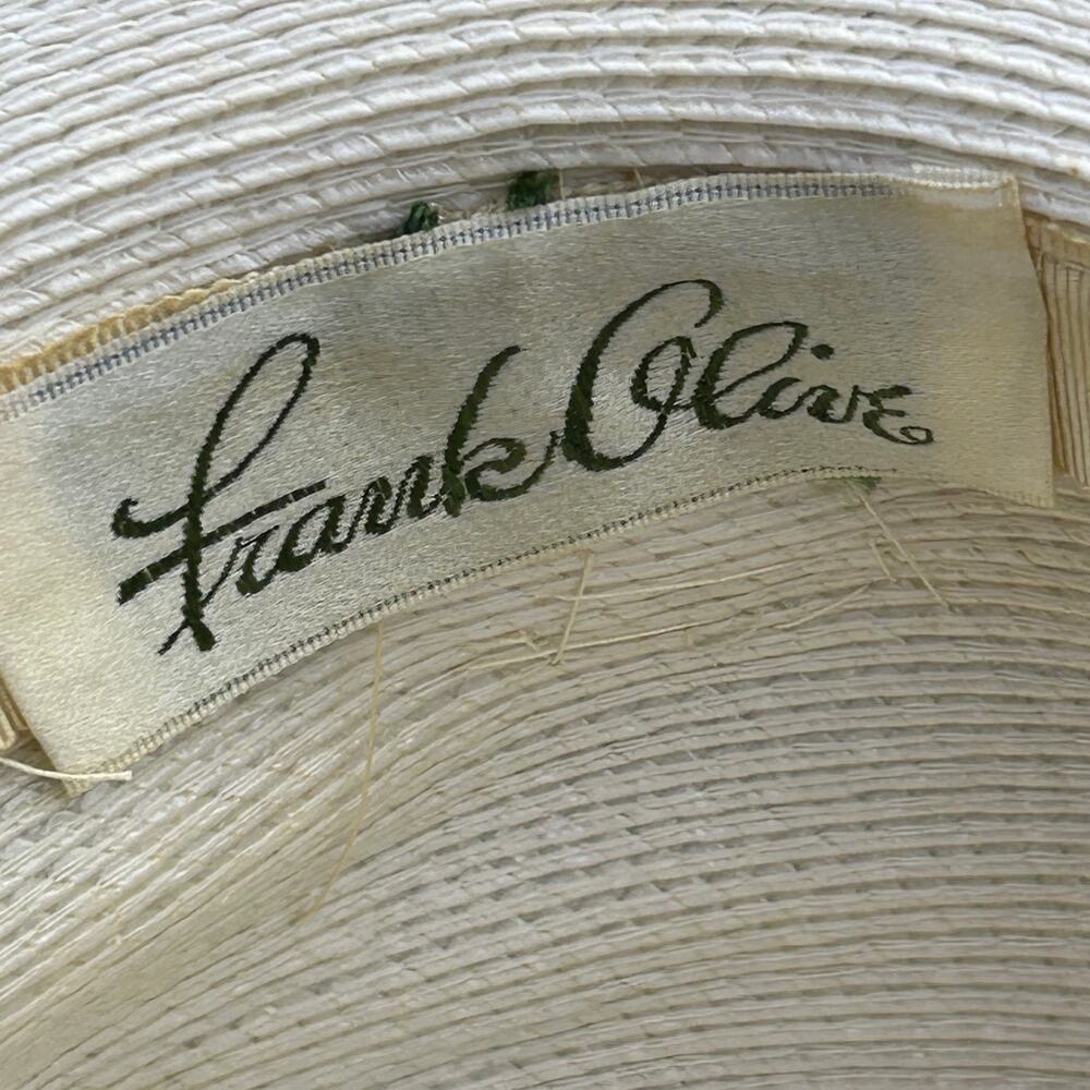 Vintage Frank Olive Wide Brim Hat Derby Fancy Church Costume - Picture 7 of 7